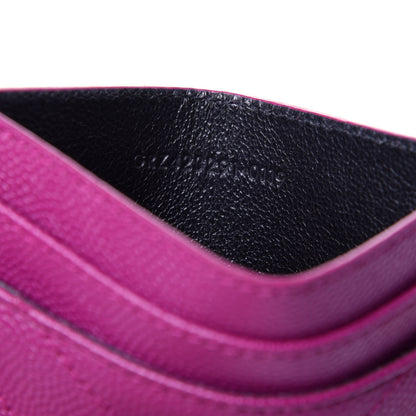 Saint Laurent Grain De Poudre Matelasse Chevron Monogram Credit Card Case Dark Grape 9 of 10