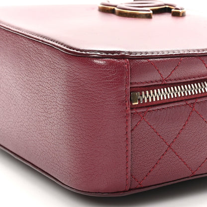 Chanel Shiny Calfskin Goatskin Quilted Small Coco Curve Vanity Burgundy 10 of 10