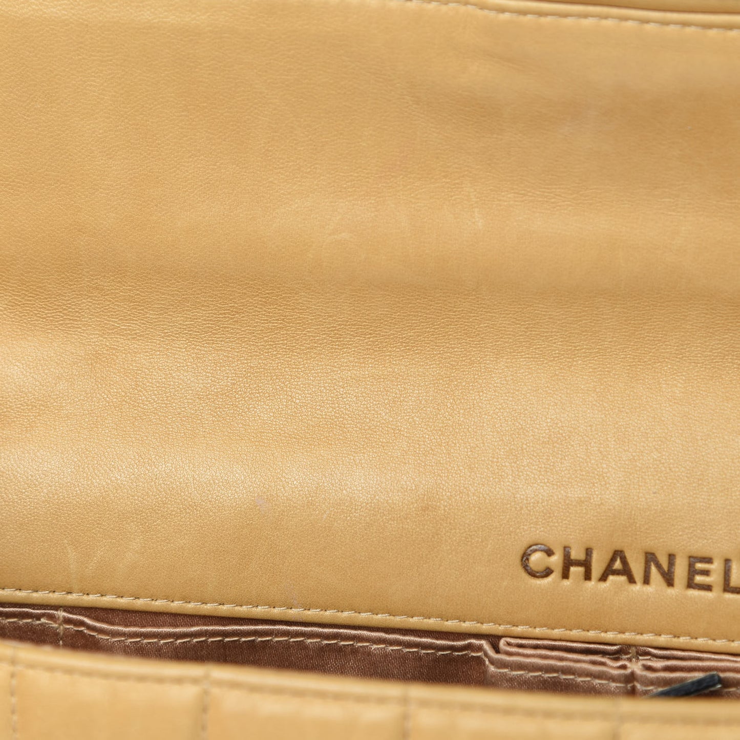 Lambskin East West Chocolate Bar Flap Beige