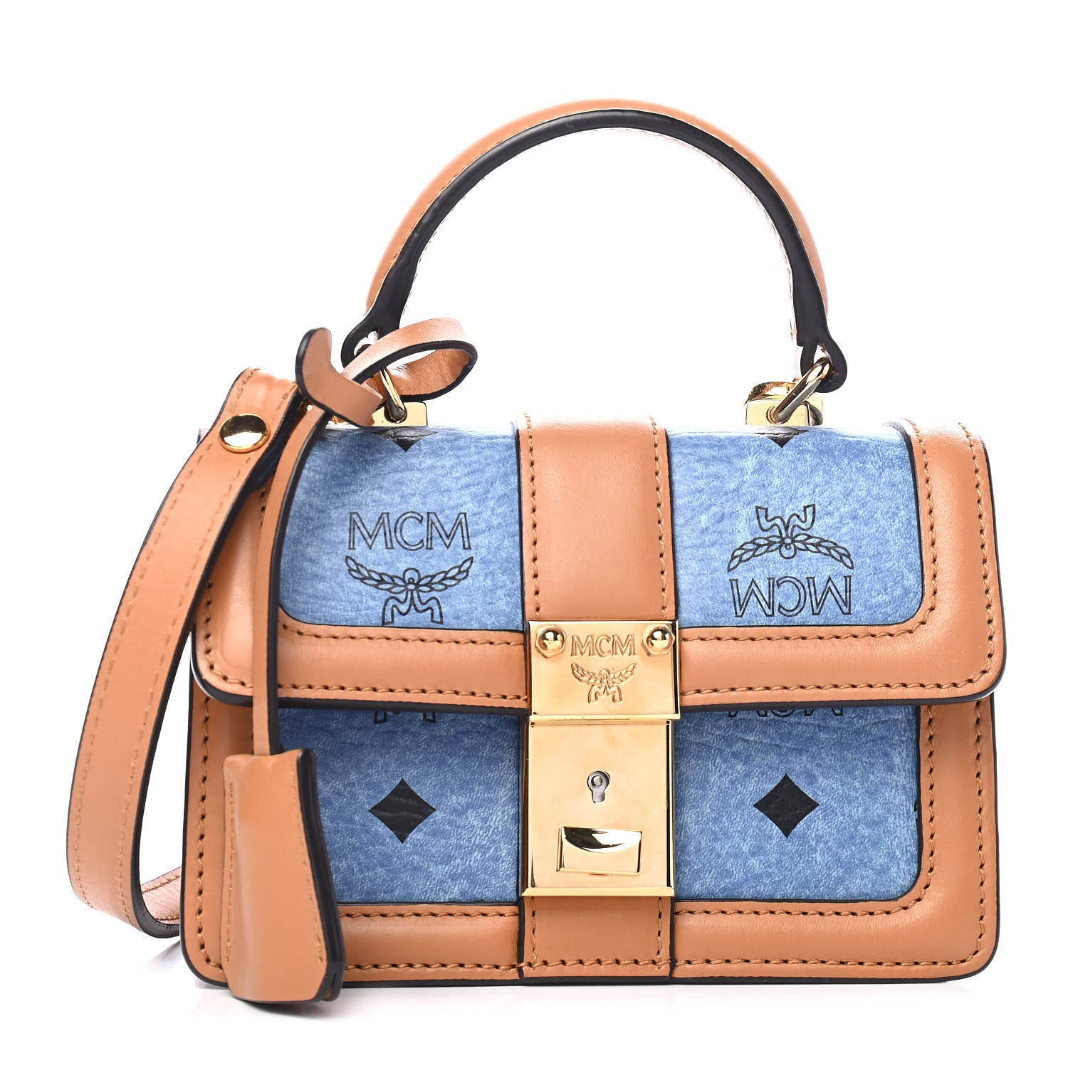MCM Visetos Mini Tracey Satchel Denim 1 of 9