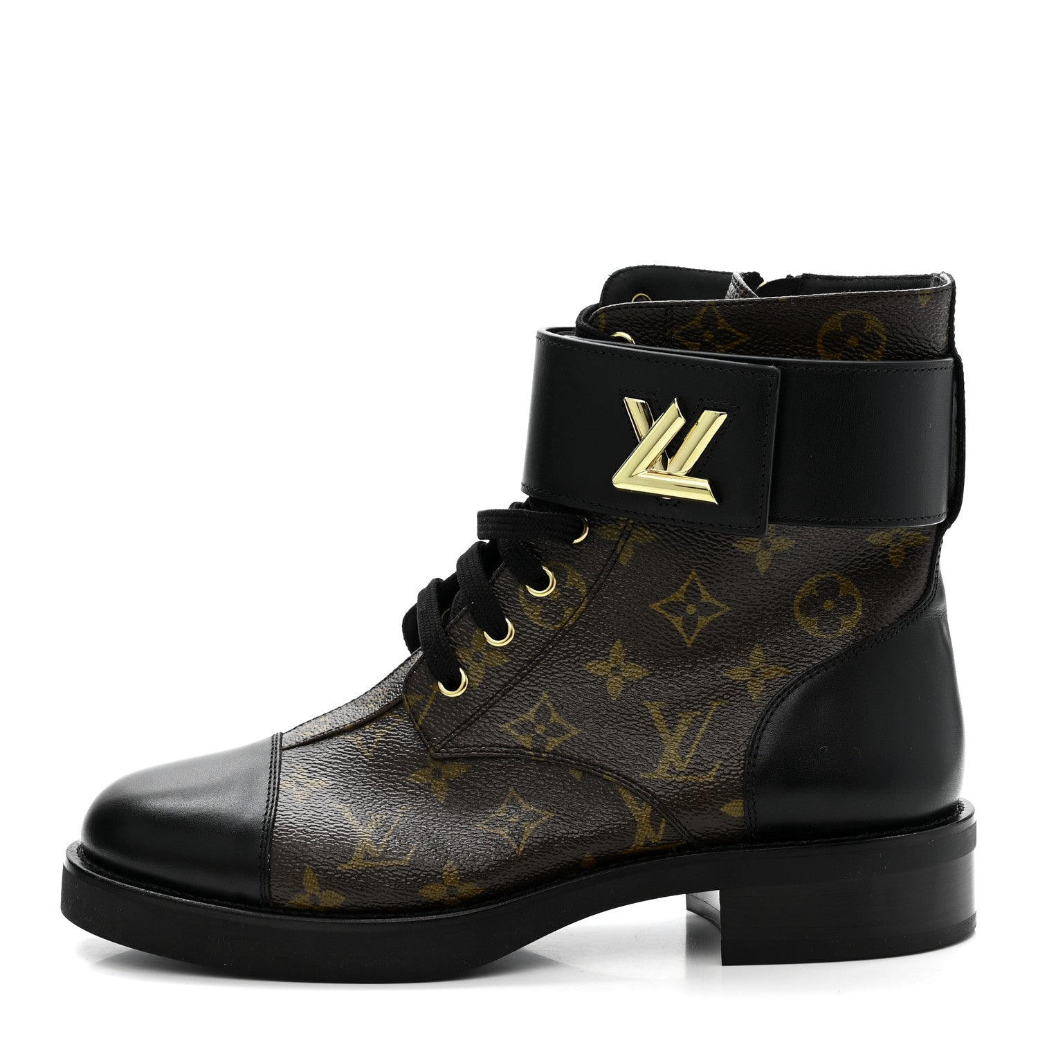 Louis Vuitton Calfskin Monogram Wonderland Flat Ranger Boots 39 Black 1 of 9