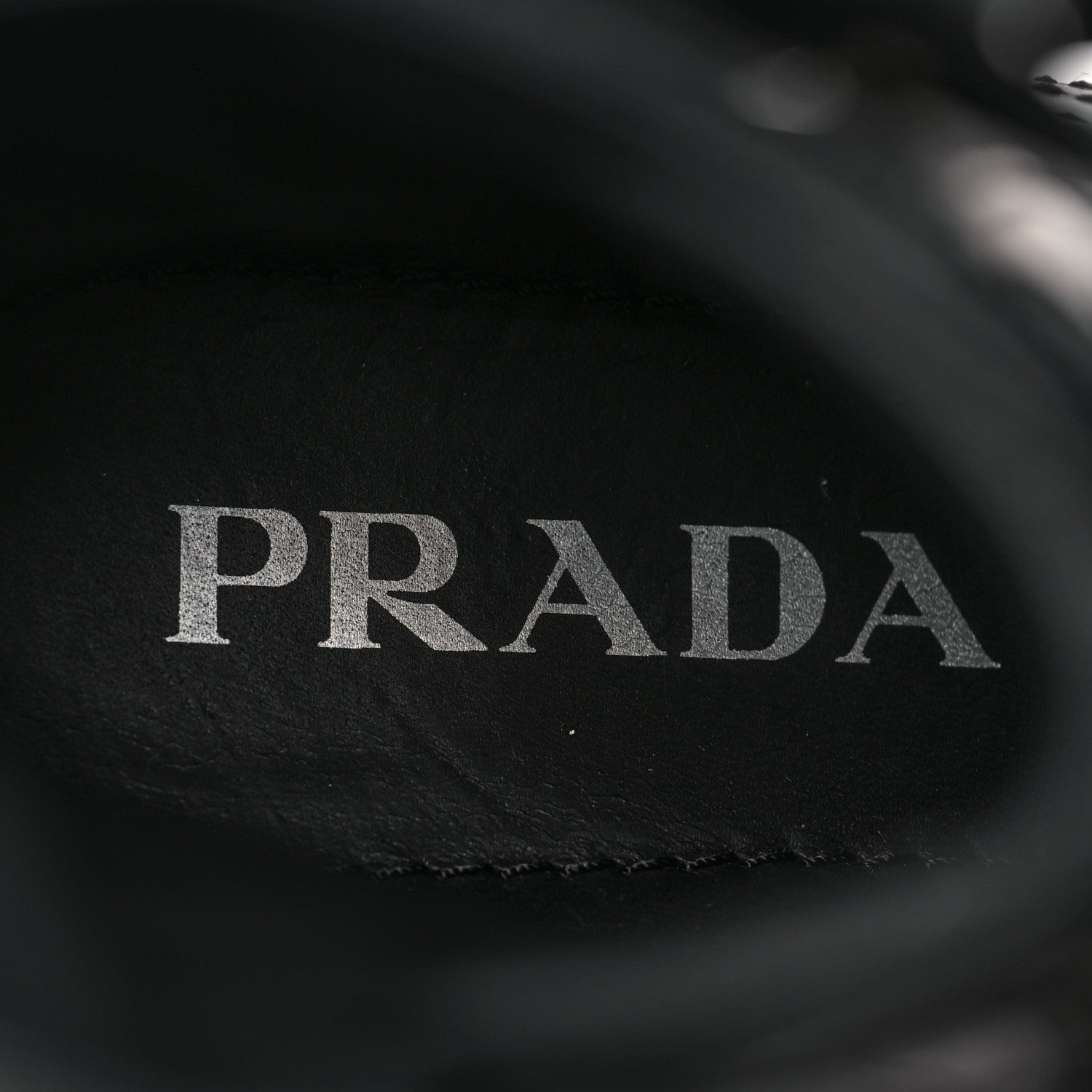 Prada Spazzolato Rois Nylon Metal Triangle Logo Monolith Pouch Pocket 55mm Boots 37 Black 8 of 8