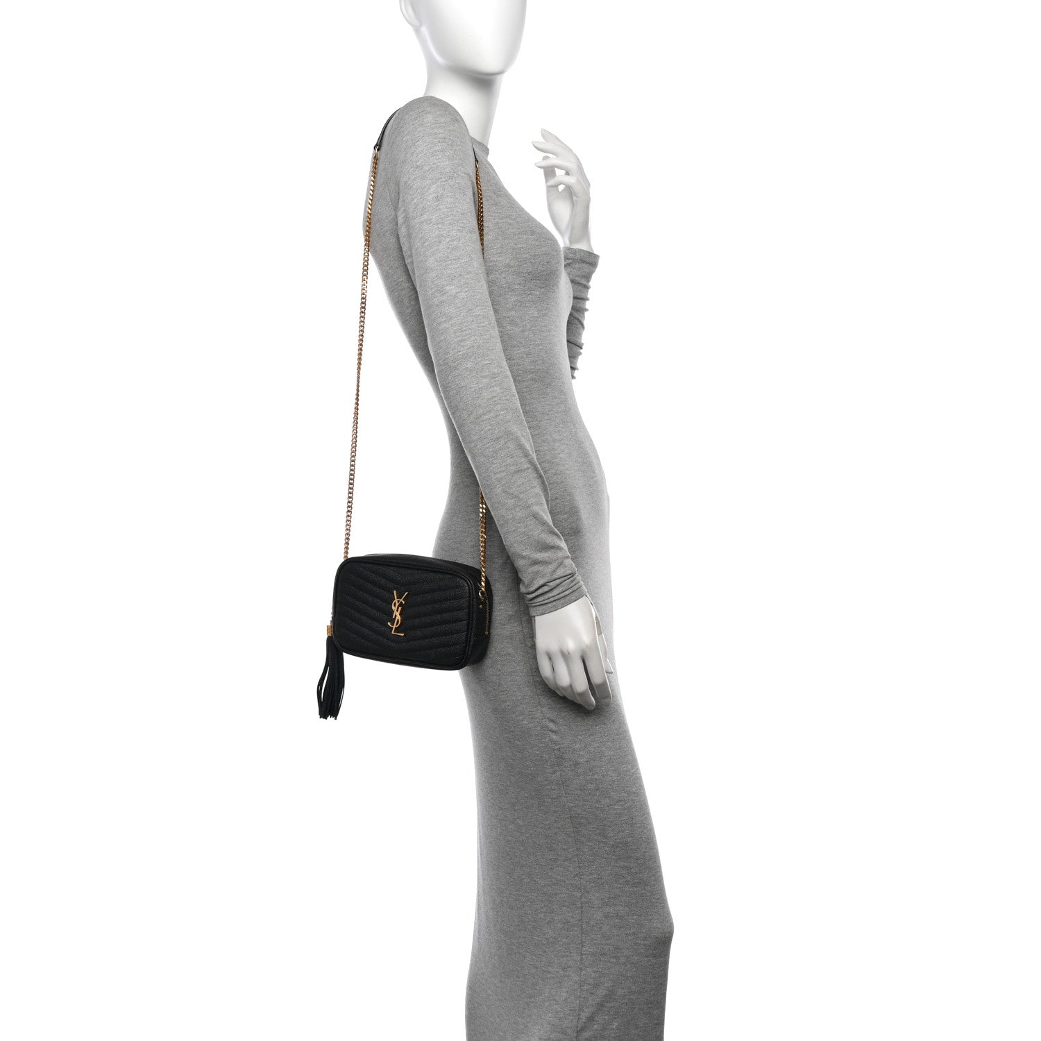 Saint Laurent Grain De Poudre Matelasse Monogram Mini Lou Camera Bag Black 2 of 10