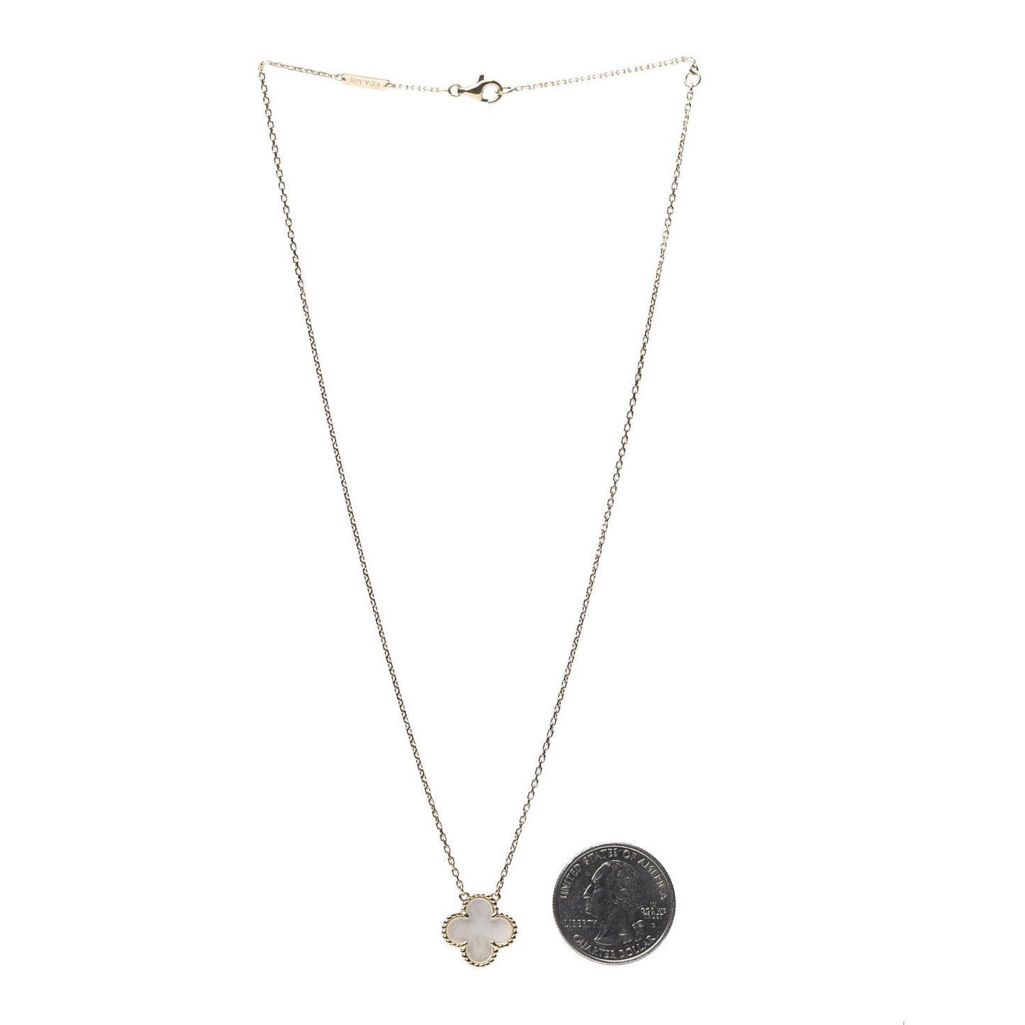18K Yellow Gold Mother of Pearl Vintage Alhambra Pendant Necklace
