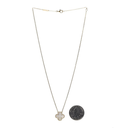 Van Cleef & Arpels 18K Yellow Gold Mother of Pearl Vintage Alhambra Pendant Necklace 3 of 6
