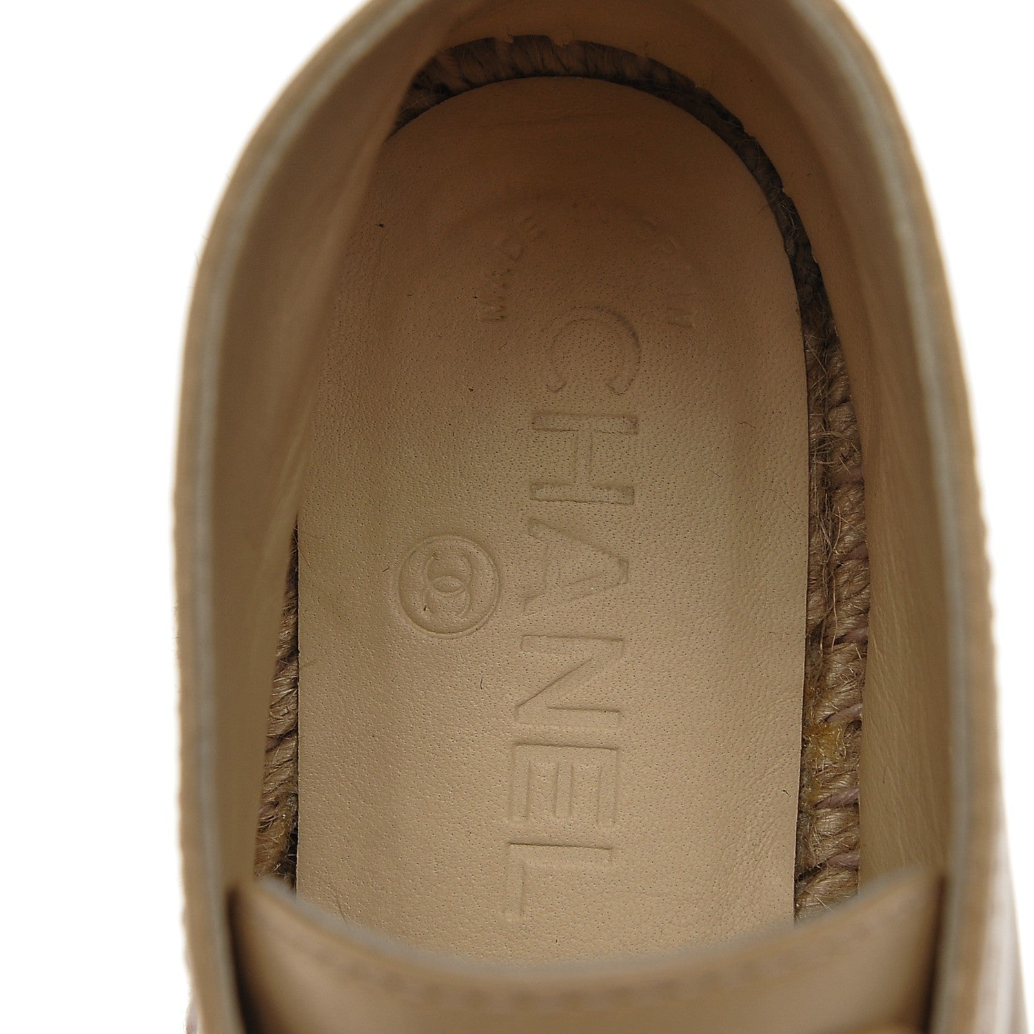 Chanel Lambskin Canvas Cap Toe Lace Up Espadrilles 37 Dark Beige Noir 7 of 7