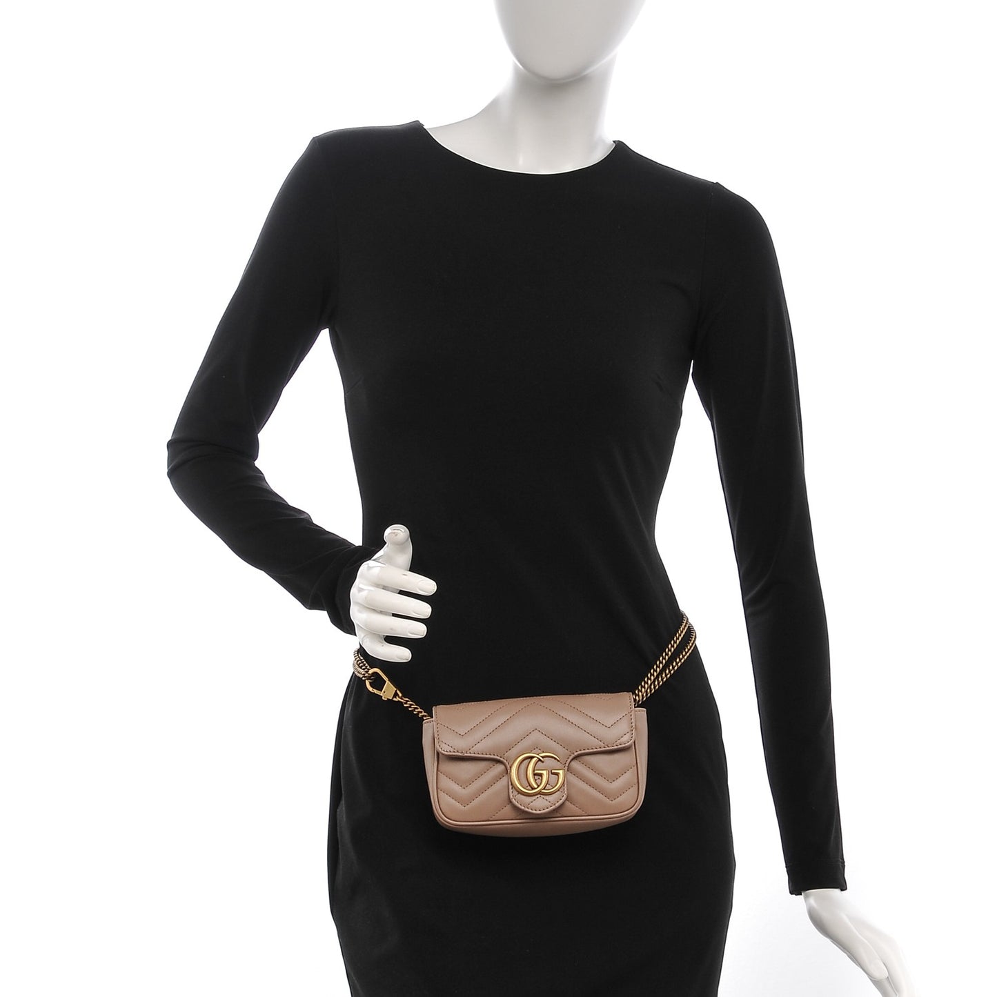 Calfskin Matelasse Super Mini GG Marmont Shoulder Bag Porcelain Rose