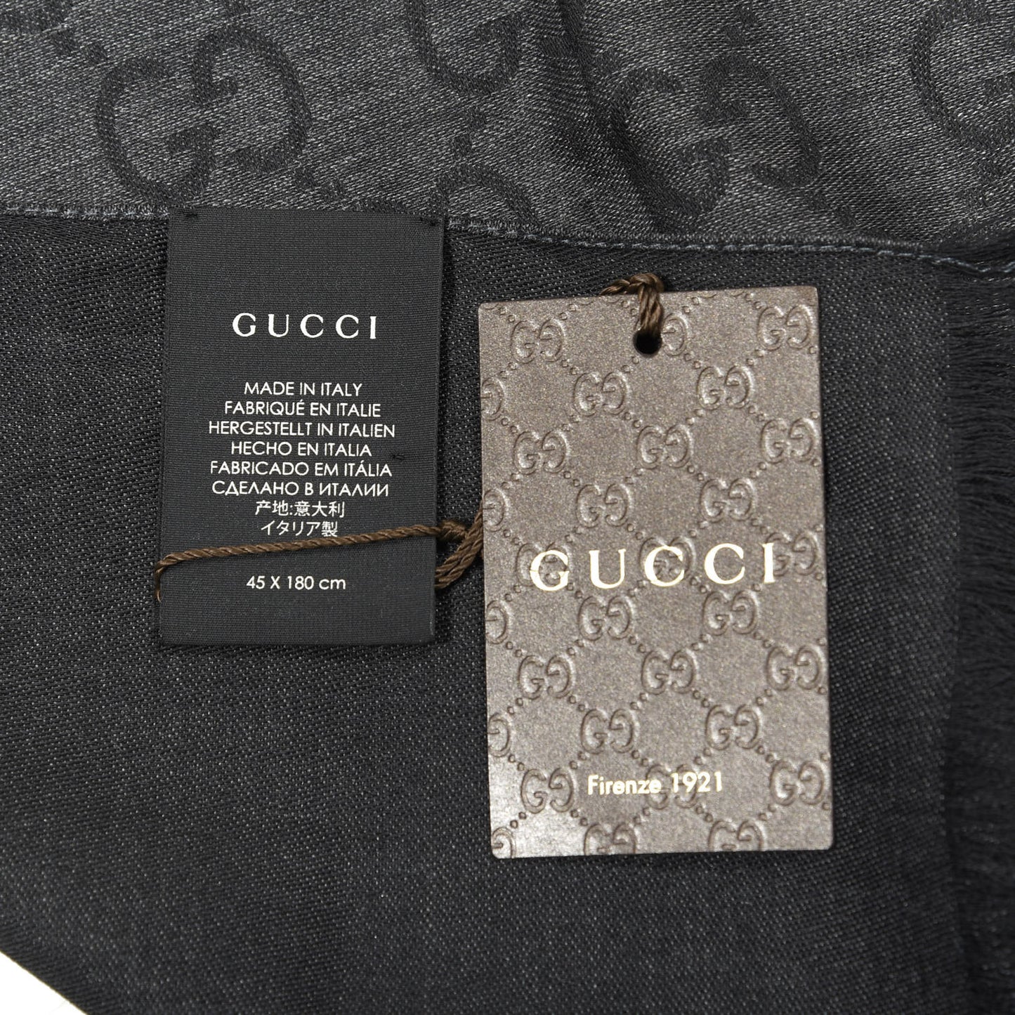 Wool Silk GG Monogram GGNat Scarf Anthracite
