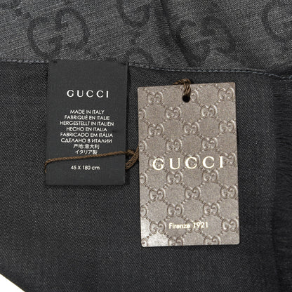 Gucci Wool Silk GG Monogram GGNat Scarf Anthracite 4 of 4