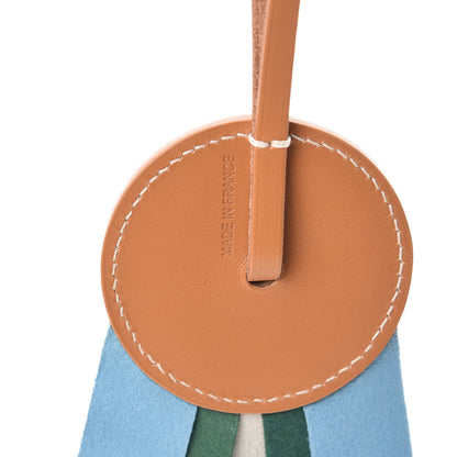 Hermes Vache Hunter Milo Lambskin Paddock Flot Bag Charm Natural Sable Craie Malachite Celeste 3 of 5