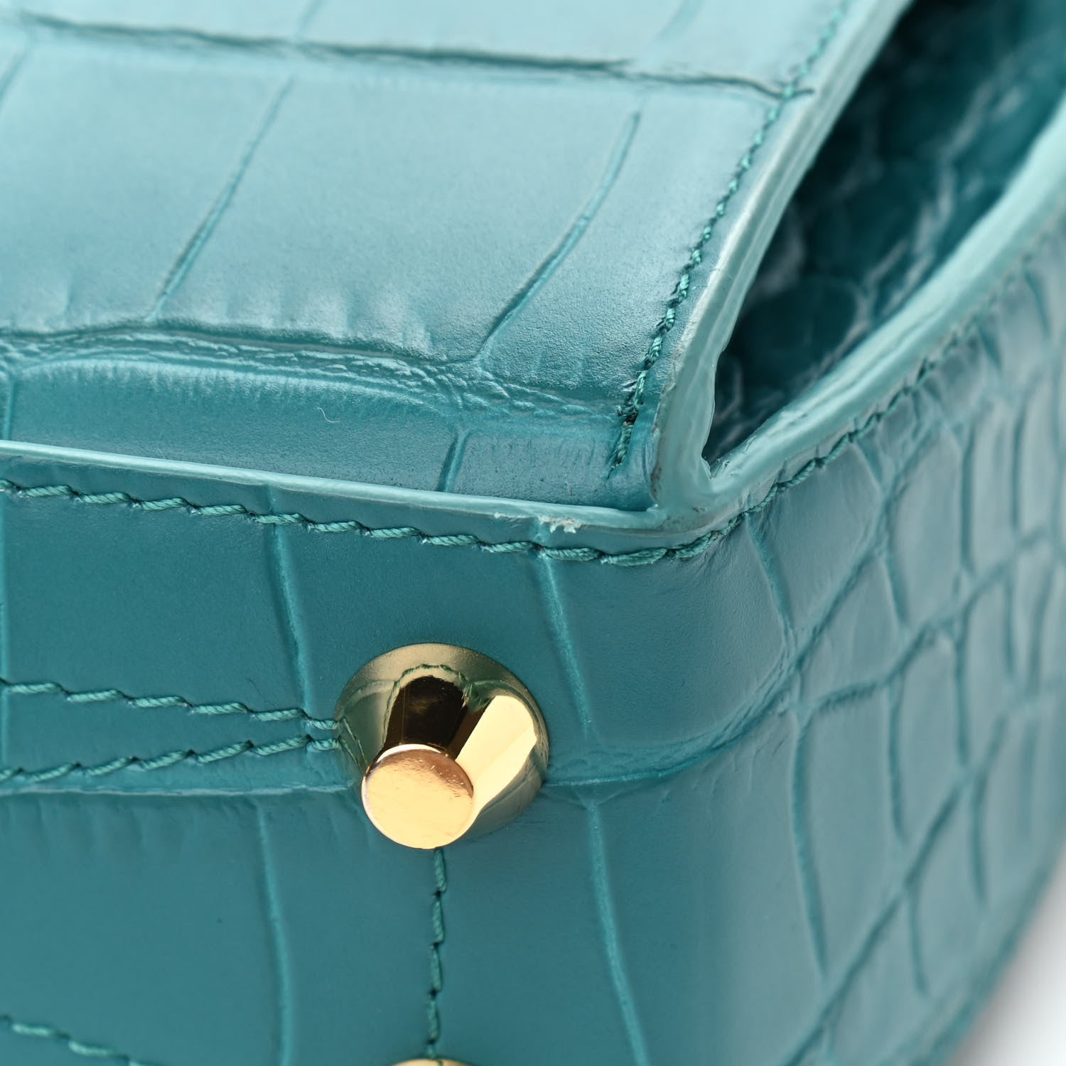 Alexander McQueen Calfskin Crocodile Embossed Box Shoulder Bag 16 Green 6 of 9