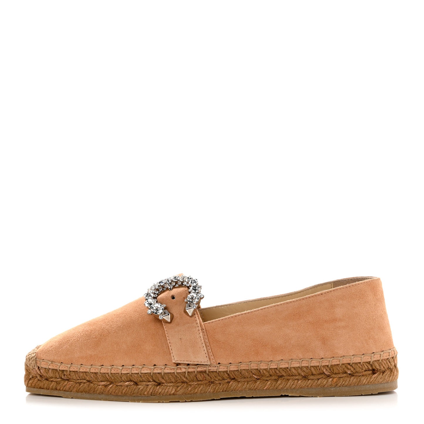 Suede Calfskin Crystal Embellished Dru Espadrilles 38 Beige