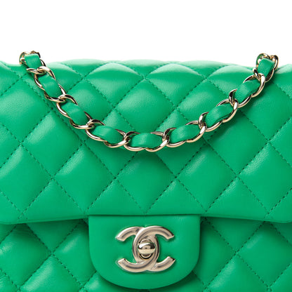 Chanel Lambskin Quilted Mini Square Flap Green 10 of 11