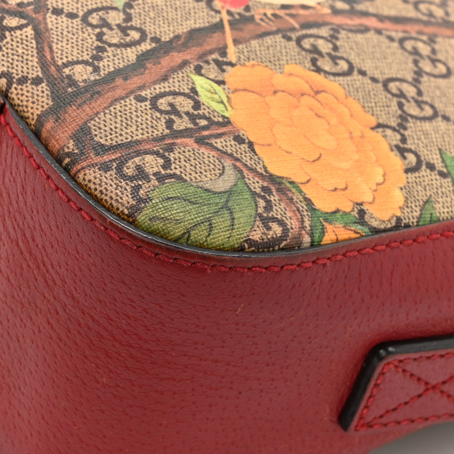 Gucci GG Supreme Monogram Tian Web Camera Bag Beige Multicolor Red 15 of 19
