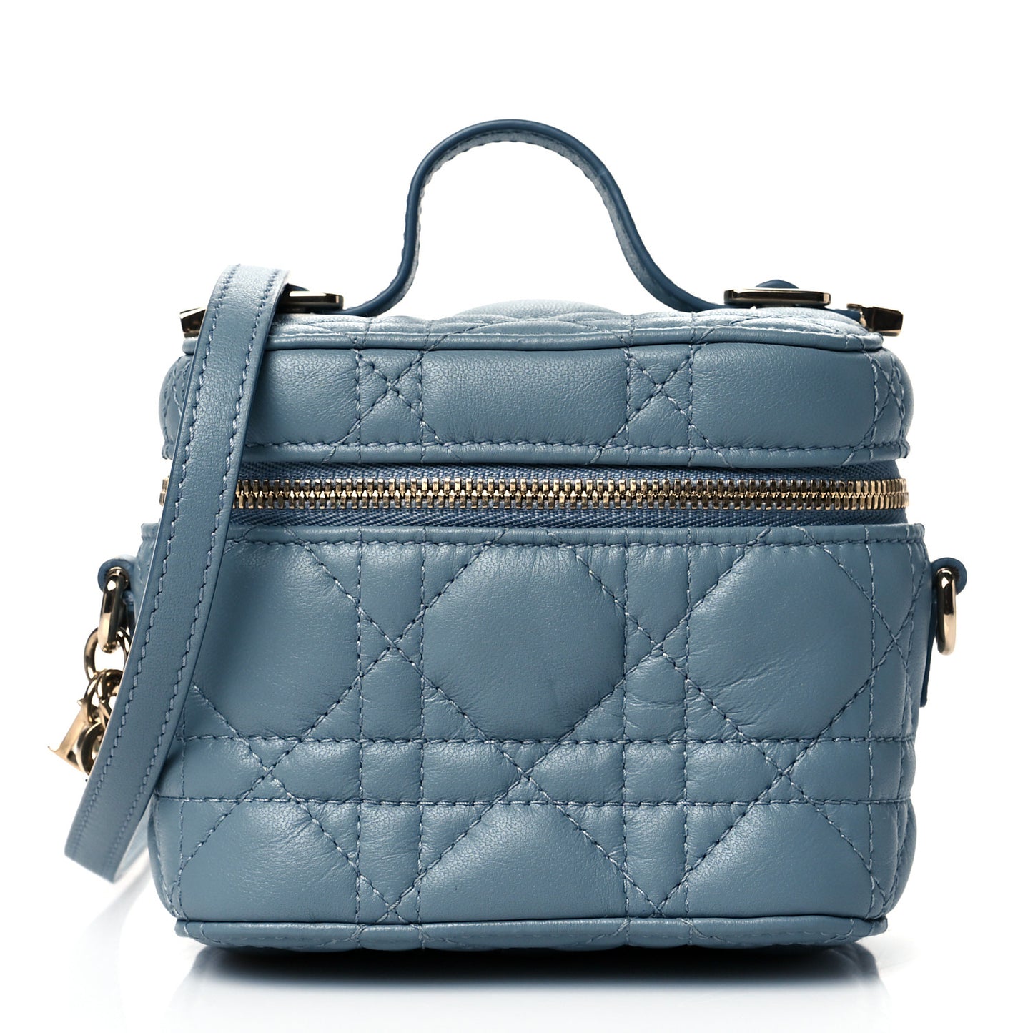 Lambskin Cannage Micro Lady Dior Vanity Case Blue