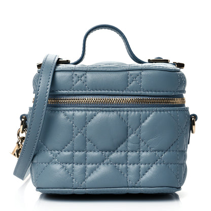 Christian Dior Lambskin Cannage Micro Lady Dior Vanity Case Blue 1 of 9