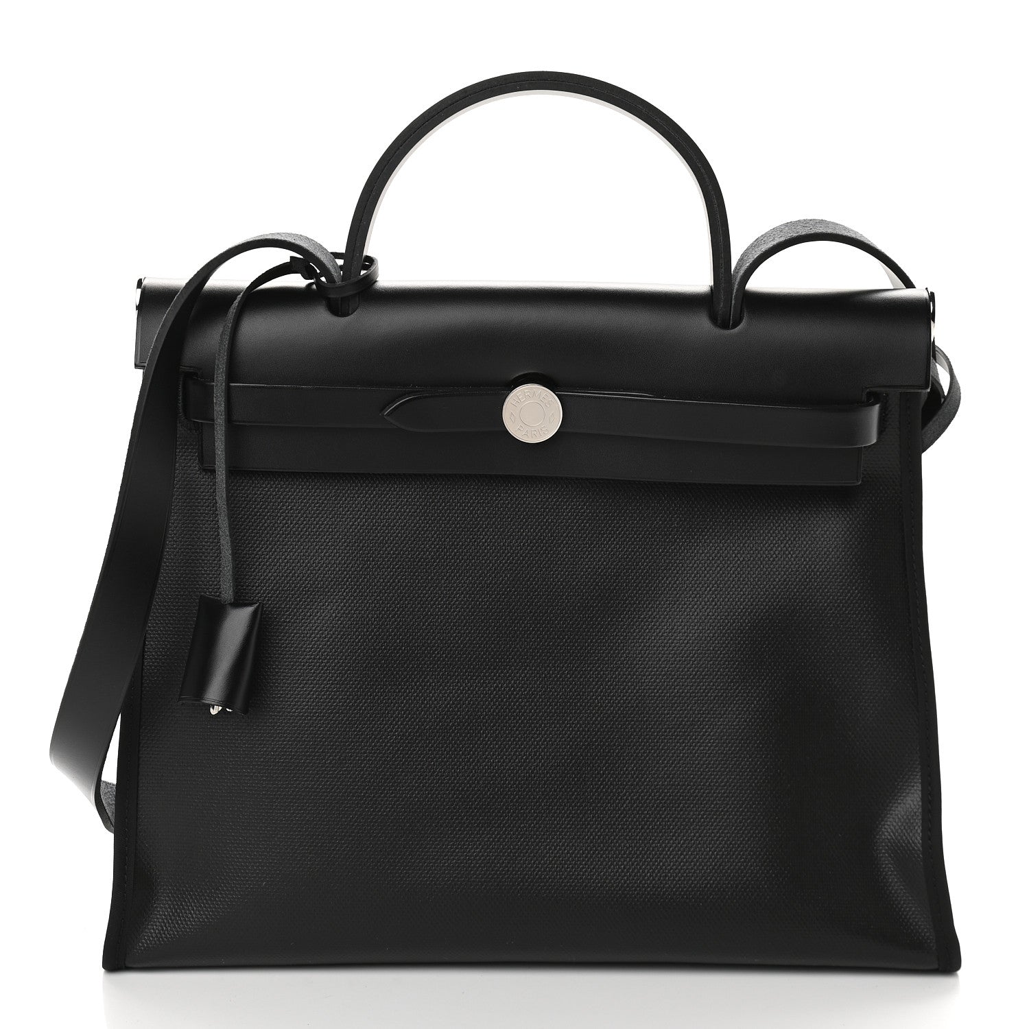 Hermes Toile H Berline Vache Hunter Herbag Zip PM 31 Black Ecru 3 of 10
