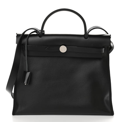 Hermes Toile H Berline Vache Hunter Herbag Zip PM 31 Black Ecru 3 of 10