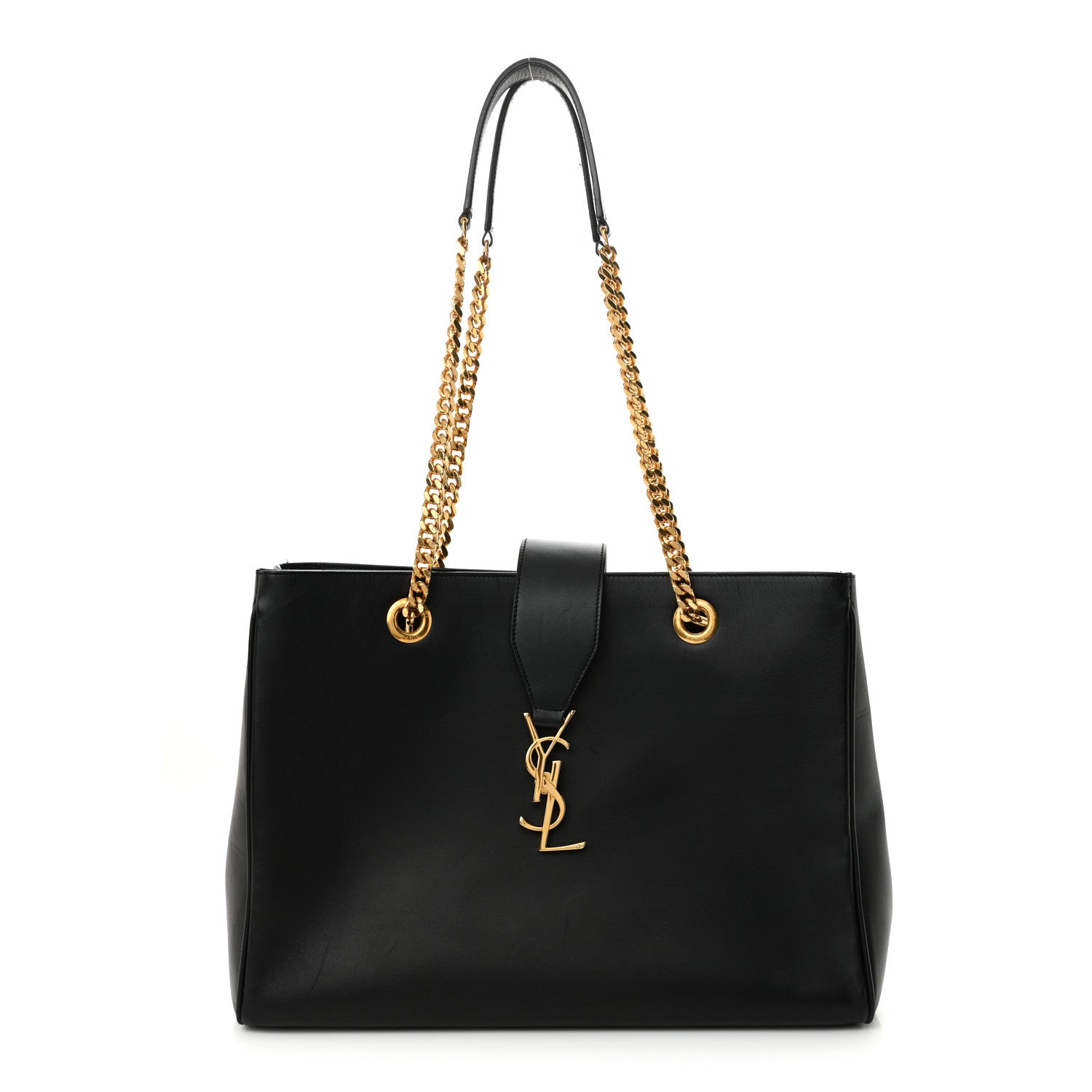 Saint Laurent Soft Calfskin Monogram Cassandre Shopper Black 1 of 23