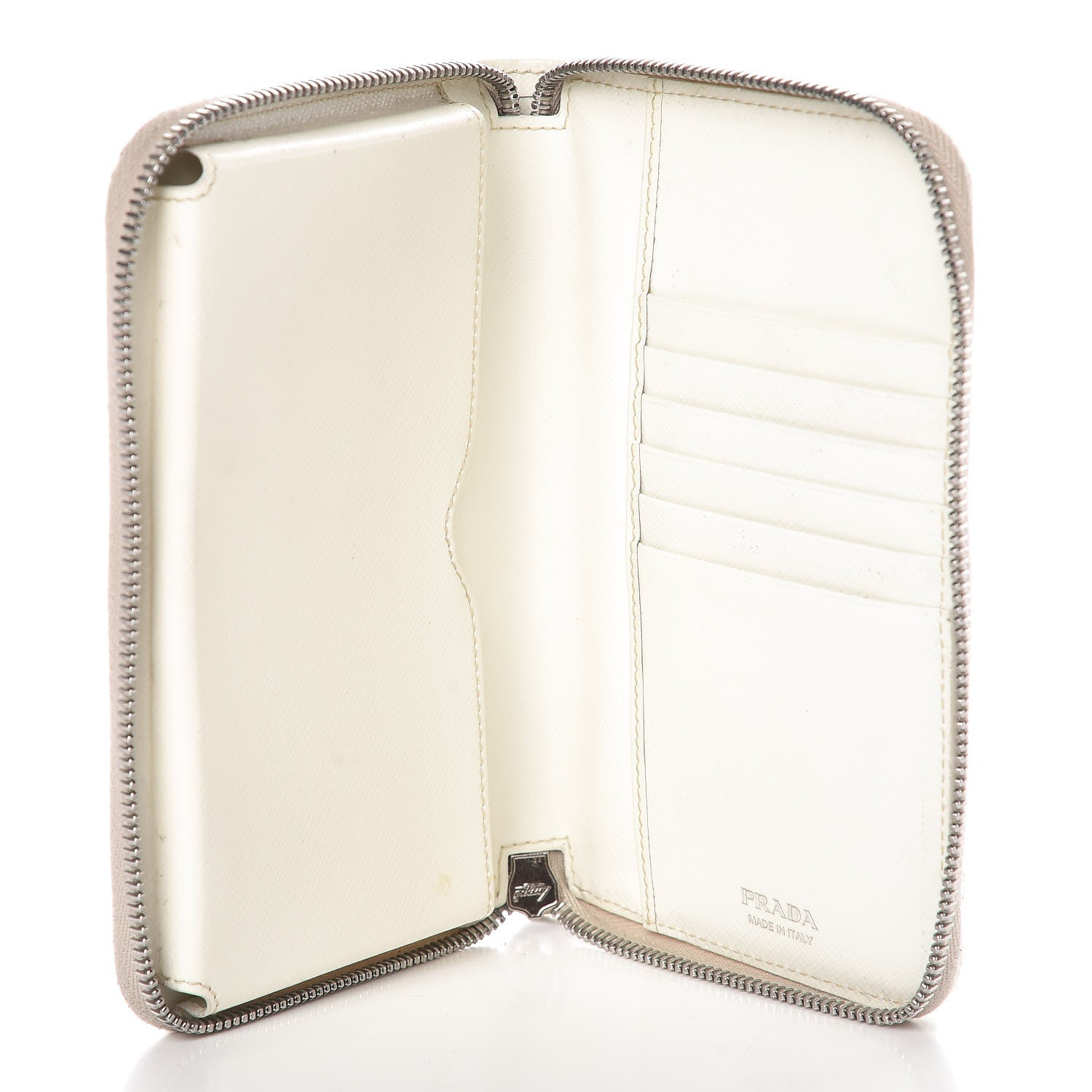 Prada Saffiano Robot Zip Around Wallet White 5 of 14