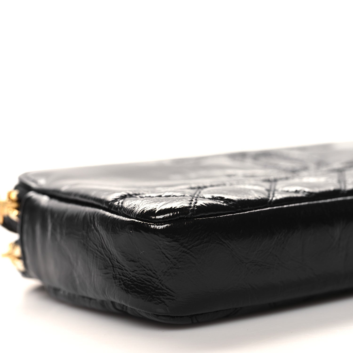 Chanel Glazed Aged Calfskin Quilted CC Small Clutch With Chain Black 12 of 14