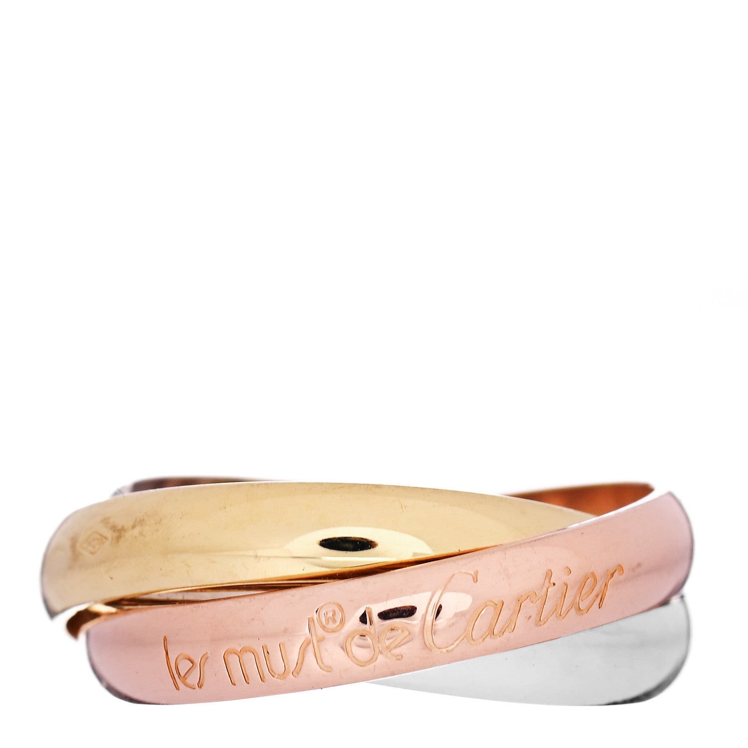 Cartier 18K Pink Yellow White Gold Classic Les Must De Cartier Trinity Ring 52 6 1 of 4
