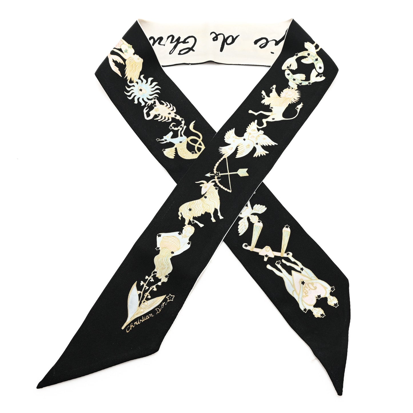 Silk Mitzah Scarf Black White