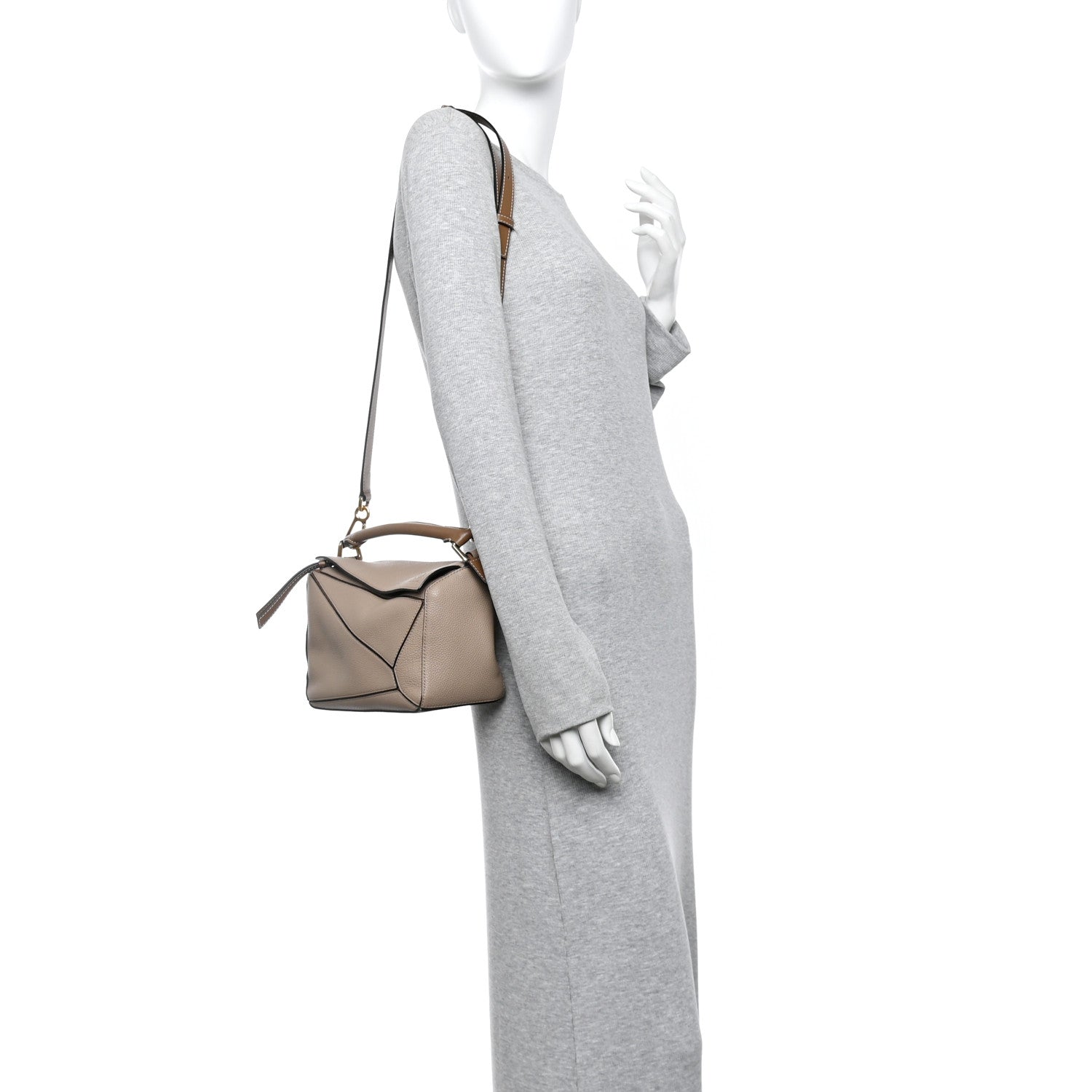 Loewe Grained Calfskin Small Puzzle Bag Sand Mink 2 of 11