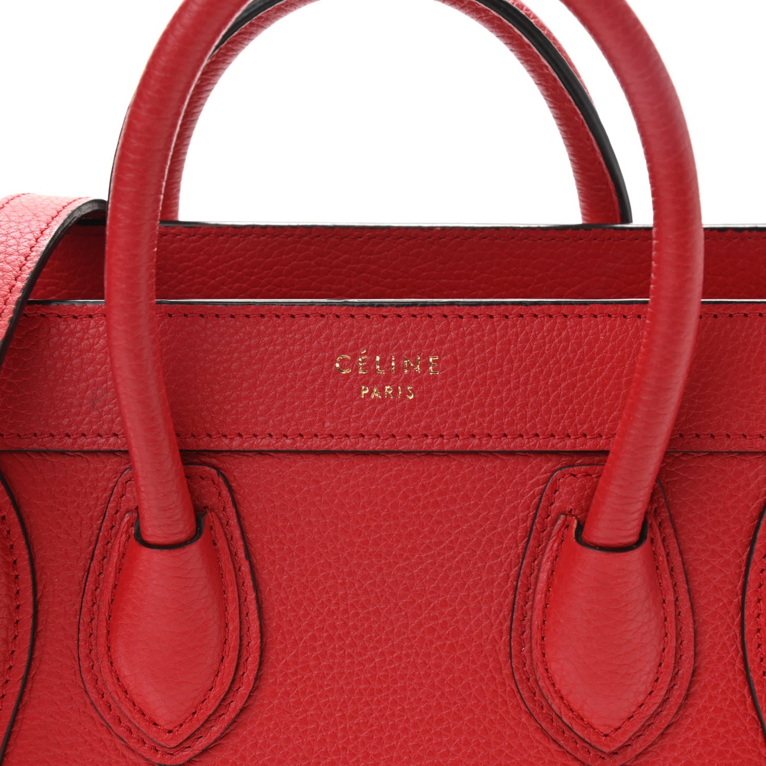 Celine Drummed Calfskin Nano Luggage Red 7 of 12
