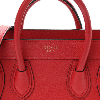 Celine Drummed Calfskin Nano Luggage Red 7 of 12