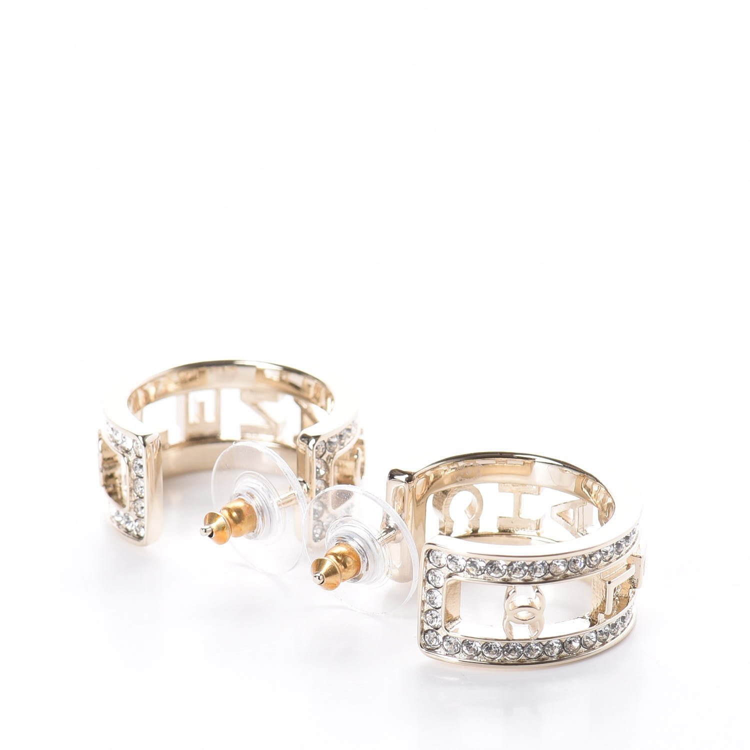Chanel Metal Crystal Bow-tiful CC Hoop Earrings Gold 3 of 6