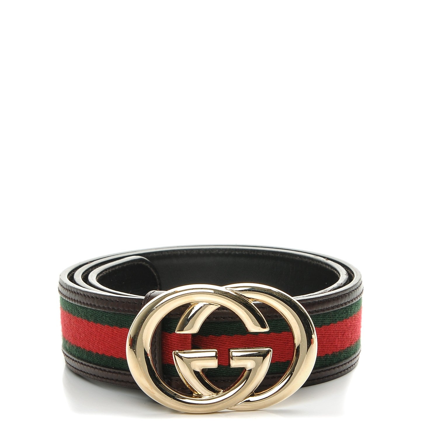 Gucci Canvas Web Interlocking G Belt 85 34 Dark Brown 1 of 6