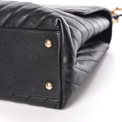 Chanel Caviar Chevron Quilted Medium Coco Handle Flap Black 6 of 12
