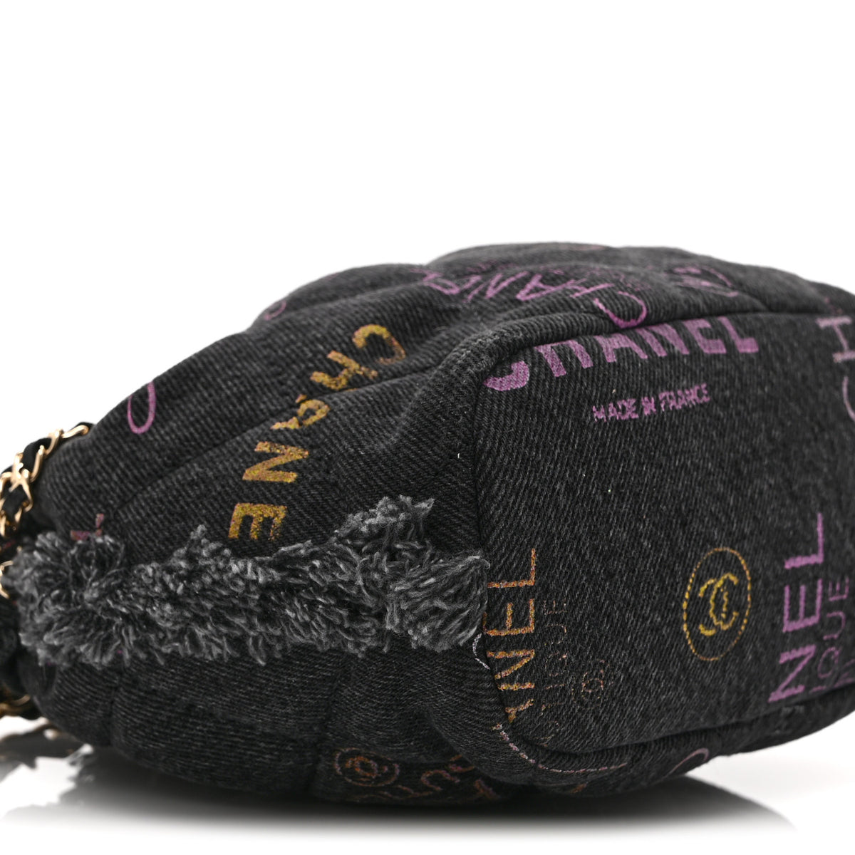 Chanel Denim Quilted Mood Small Bucket With Chain Black Multicolor 9 of 10