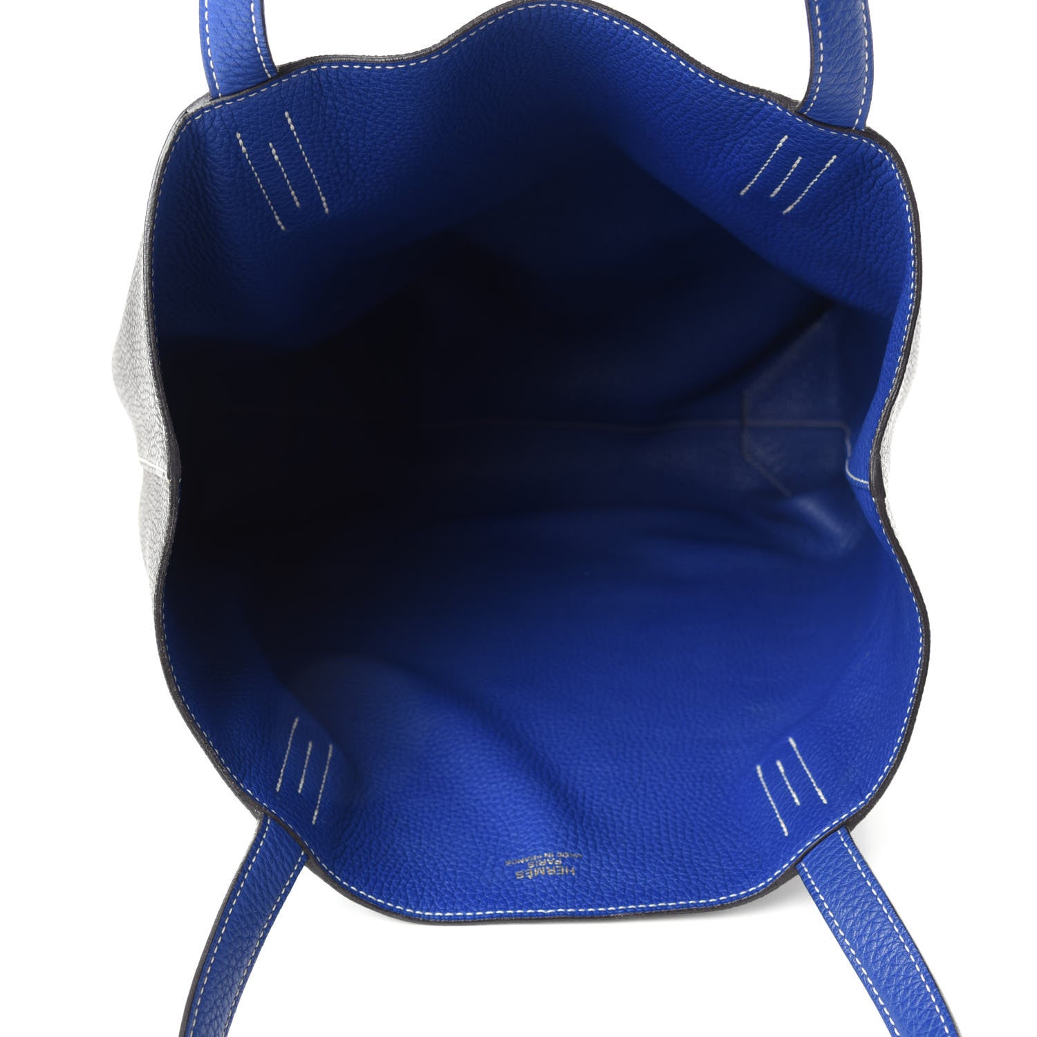 Hermes Taurillon Clemence Double Sens 36 Reversible Tote Graphite Bleu Electrique 12 of 15