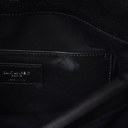 Saint Laurent Sheepskin Matelasse Chevron Monogram Large College Satchel Black 9 of 9