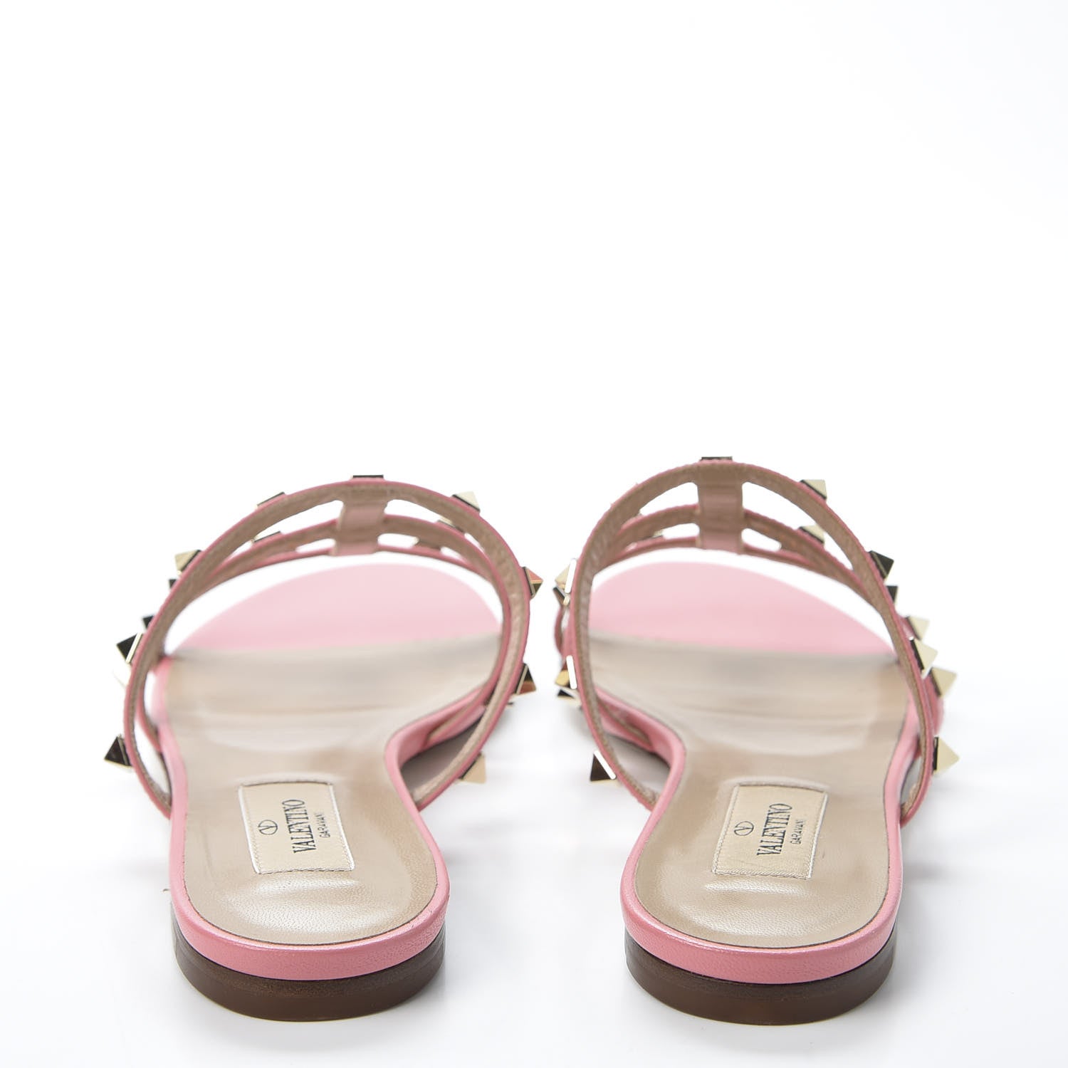 Valentino Garavani Nappa Rockstud Caged Flat Slide Sandals 36 Paradise Rose 5 of 9