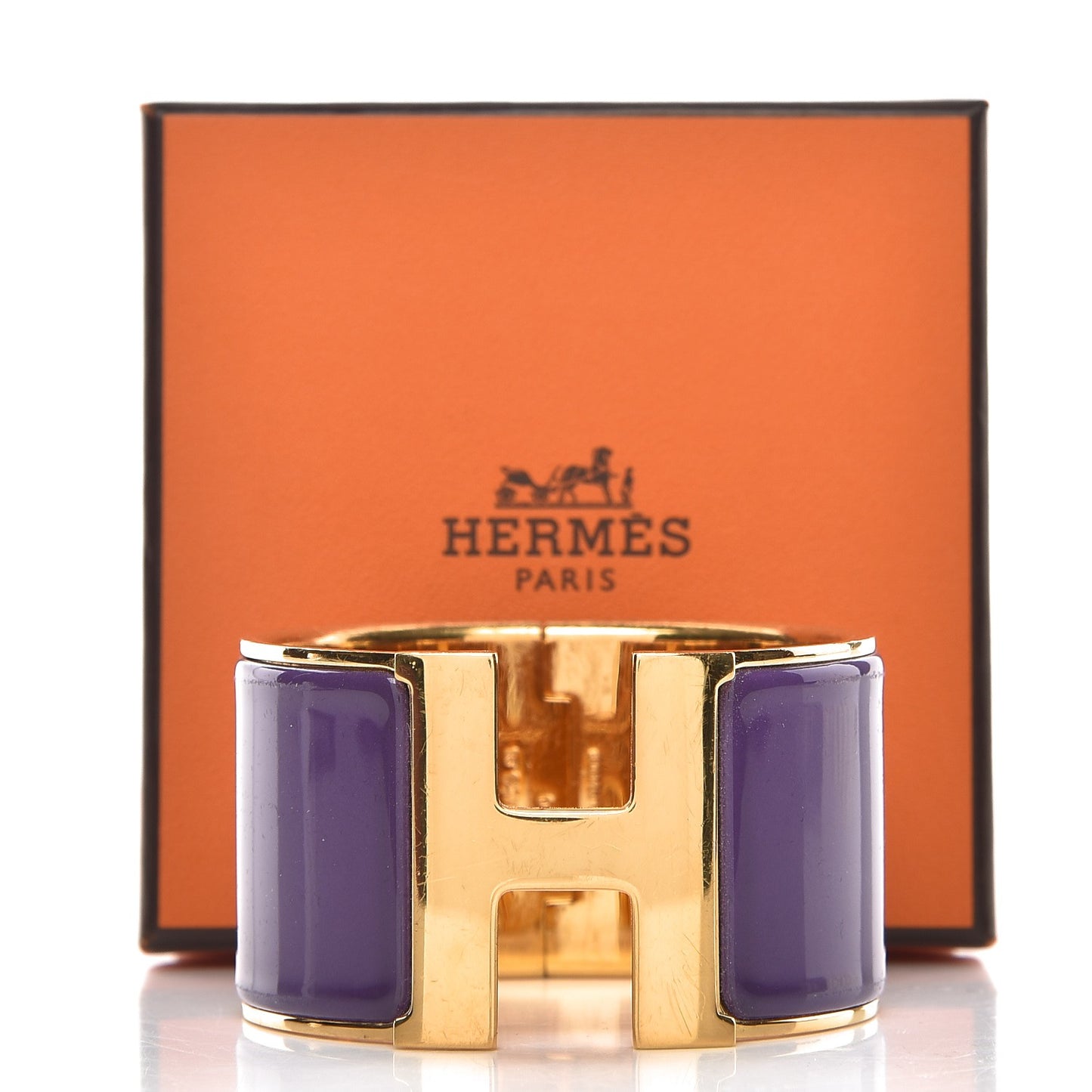 Enamel Extra Wide Clic Clac H Bracelet PM Pourpre