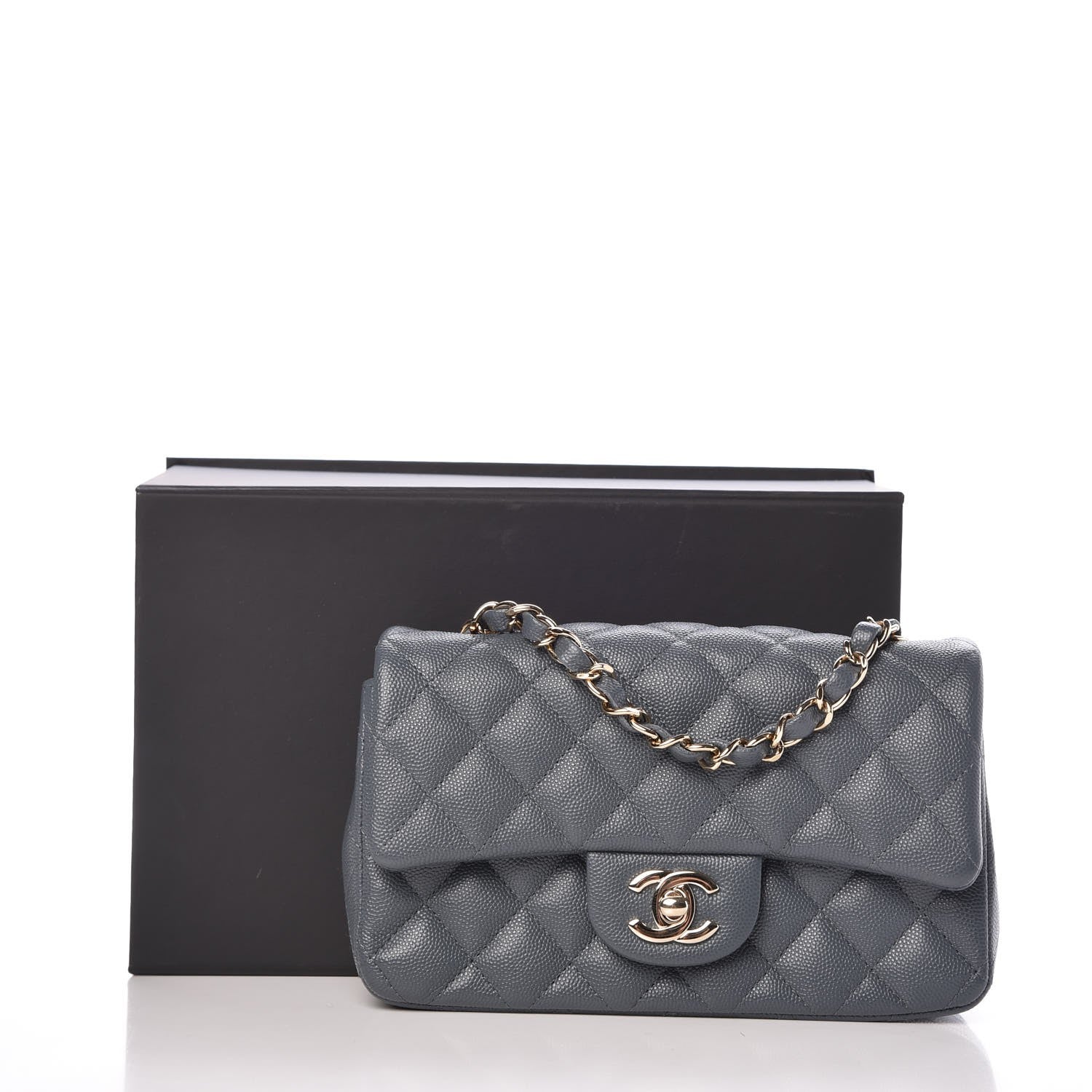 Chanel Caviar Quilted Mini Rectangular Flap Dark Grey 8 of 8