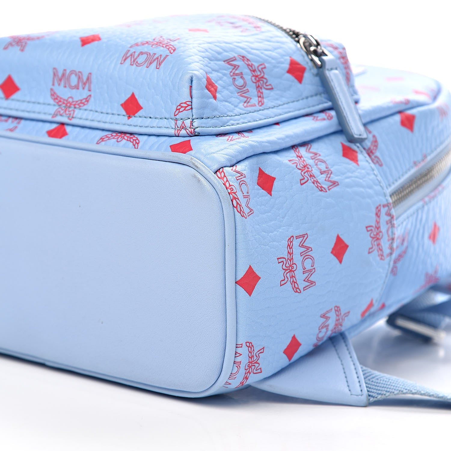 MCM Visetos Mini Stark Backpack Light Blue Red 8 of 11