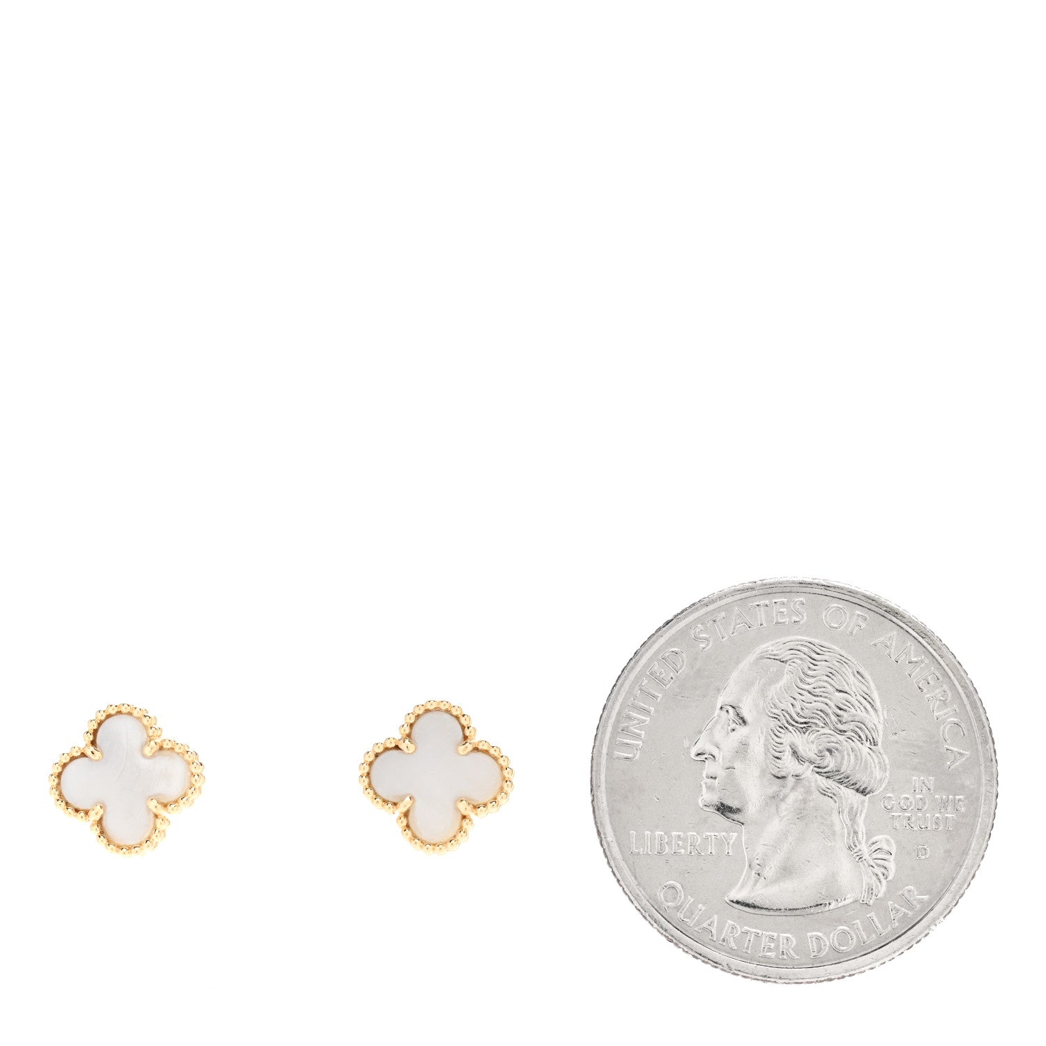 Van Cleef & Arpels 18K Yellow Gold Mother of Pearl Sweet Alhambra Earrings 2 of 5