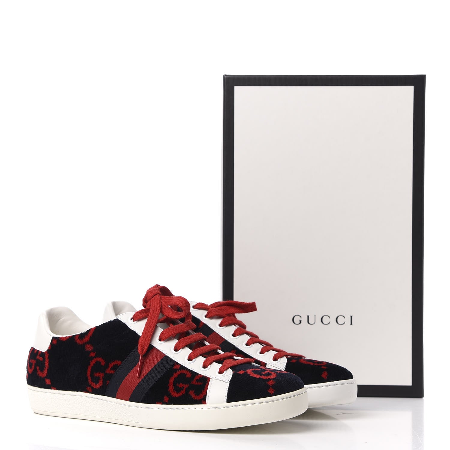 Gucci Terry Cloth GG Monogram Web Womens Ace Sneakers 40 Blue Red 12 of 12