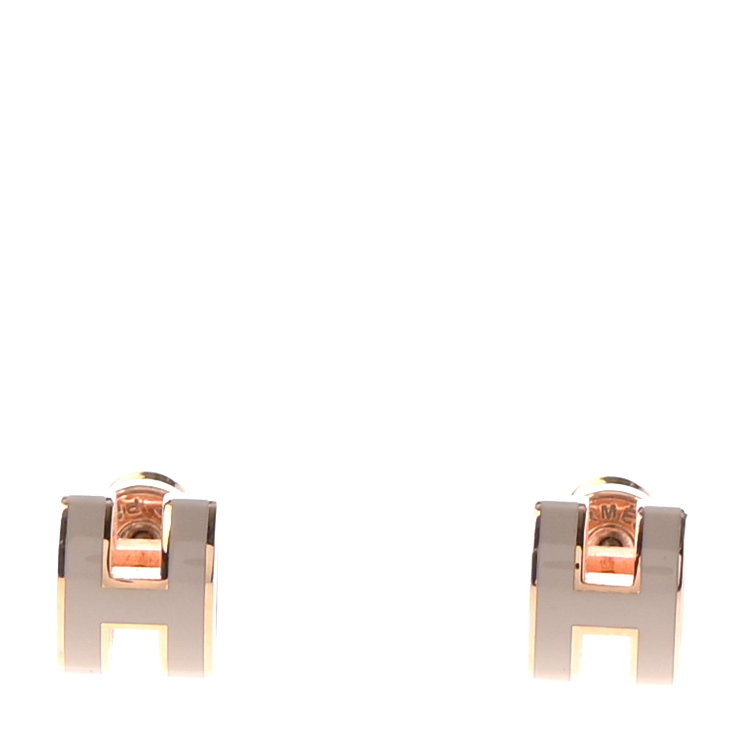Rose Gold Lacquered Mini Pop H Earrings Marron Glace