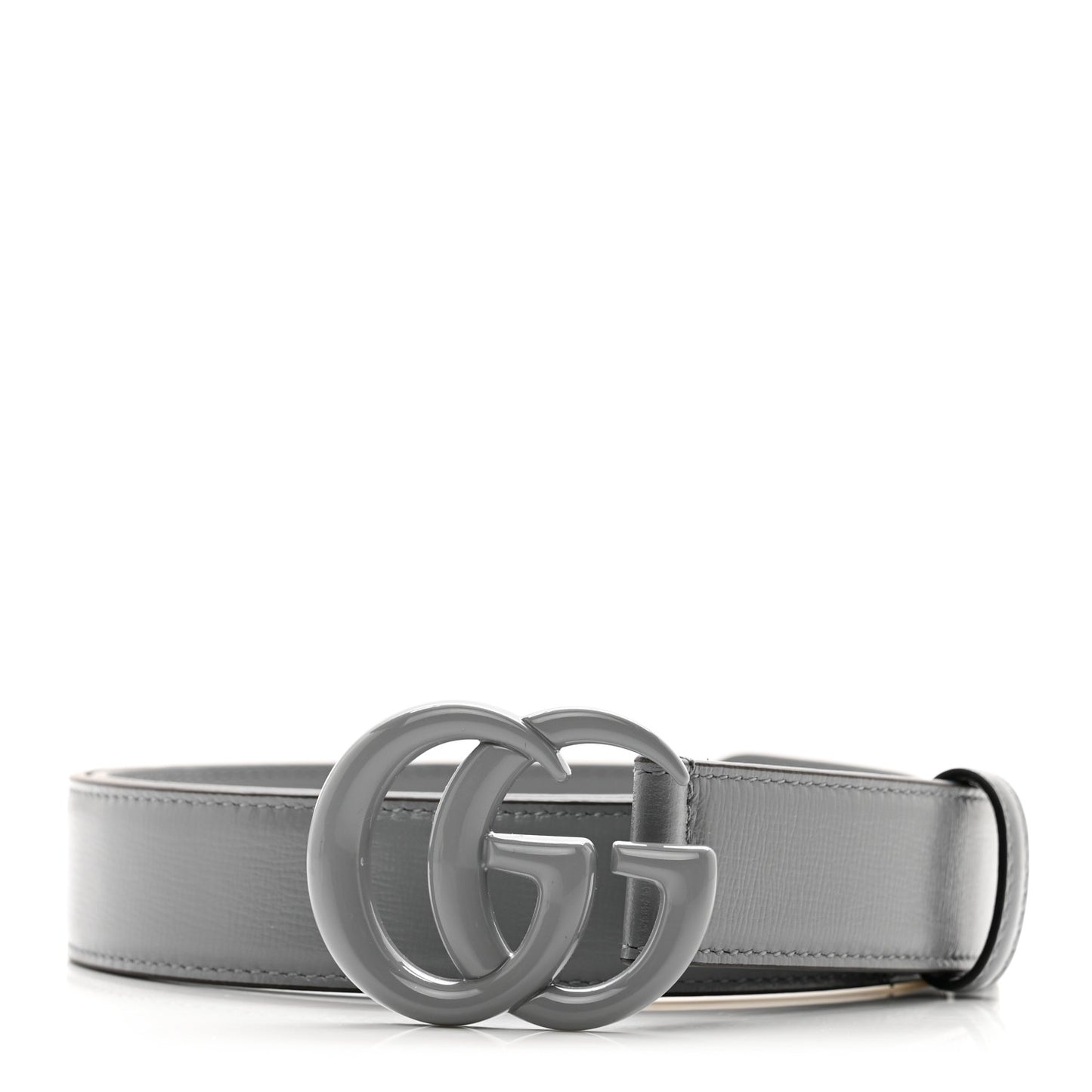 Azalea Calfskin Enamel Monochrome Double G 30mm Belt 100 40 Deep Grey