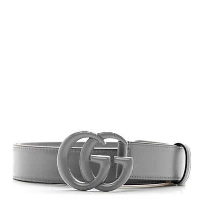Gucci Azalea Calfskin Enamel Monochrome Double G 30mm Belt 100 40 Deep Grey 1 of 4