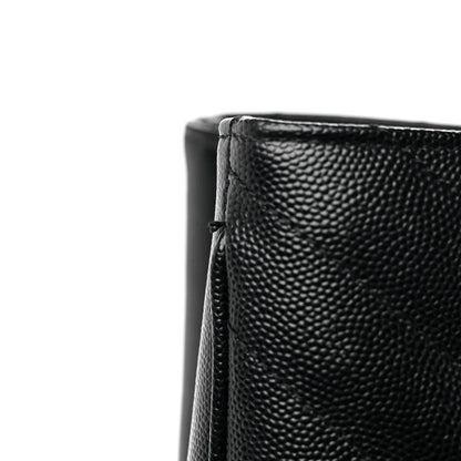 Saint Laurent Grain De Poudre Matelasse Chevron Monogram Shopping Bag Black 17 of 18