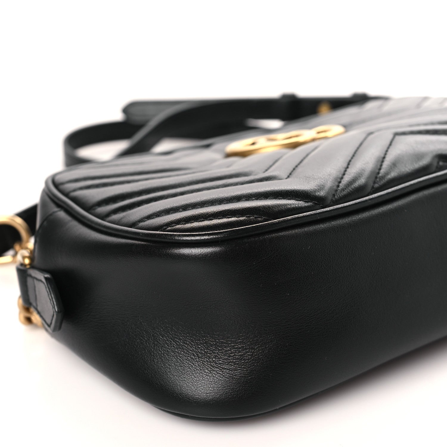 Gucci Calfskin Matelasse Small GG Marmont Chain Shoulder Bag Black 8 of 9