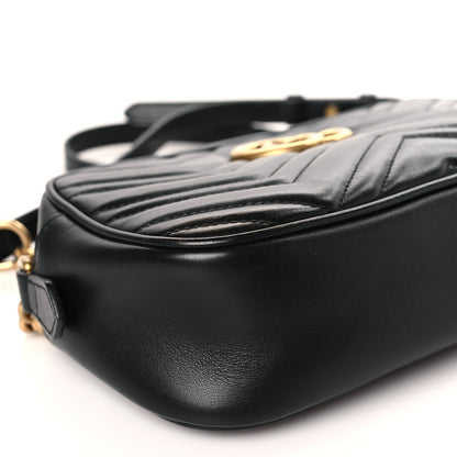 Gucci Calfskin Matelasse Small GG Marmont Chain Shoulder Bag Black 8 of 9