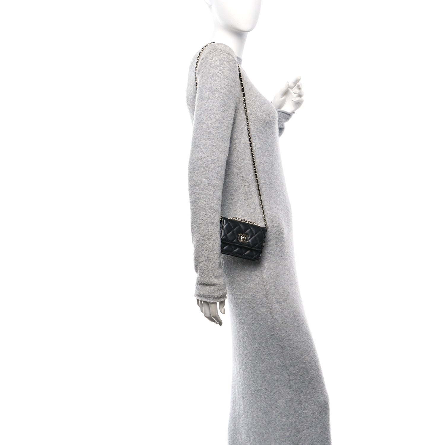 Chanel Lambskin Quilted Trendy CC Card Holder On Chain Black 2 of 12