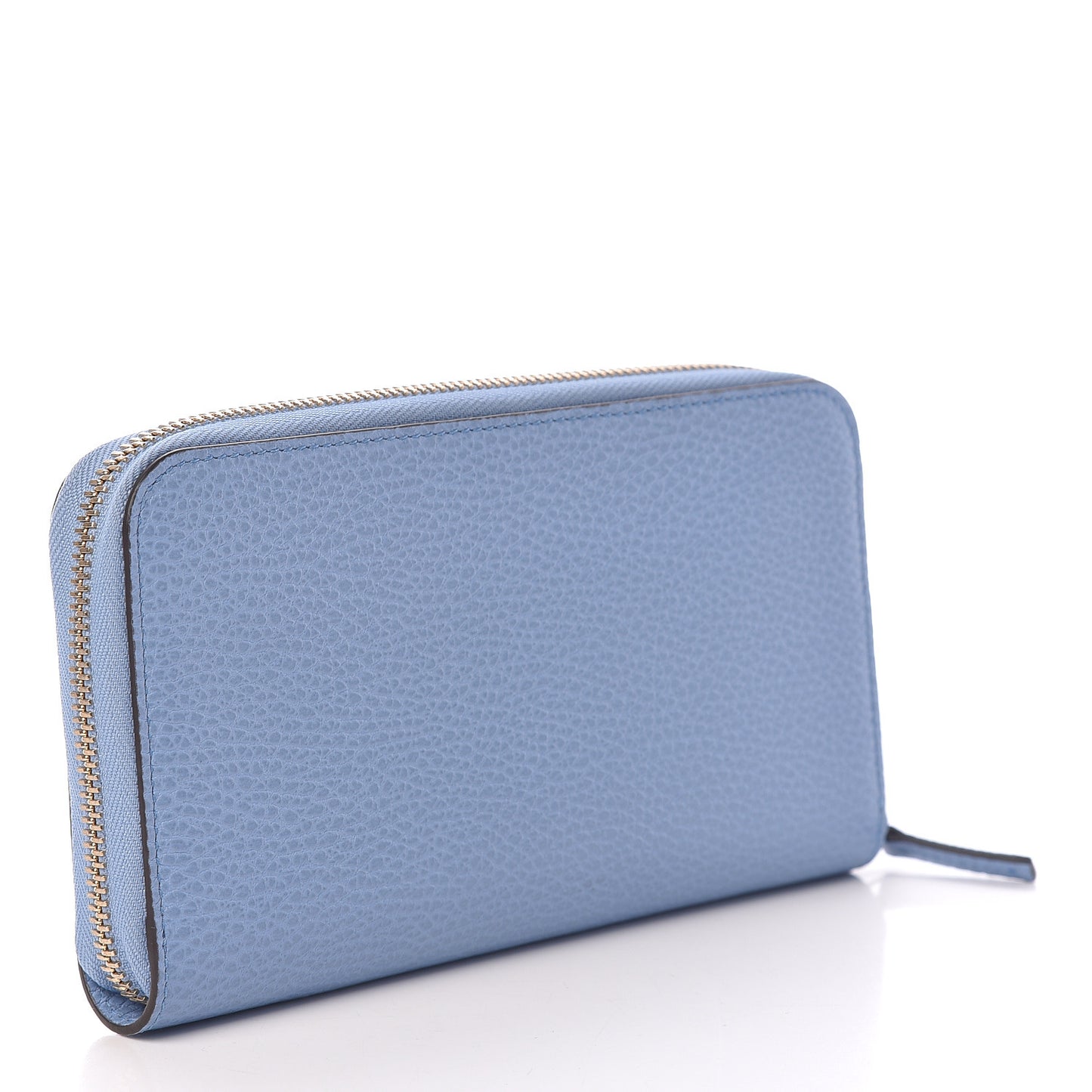Dollar Calfskin GG Zip Around Wallet Mineral Blue
